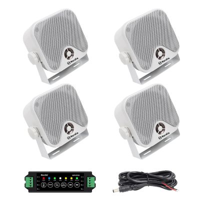 Herdio 4 Inch Bluetooth Golf Cart Speakers 240W Waterproof Marine Speakers for Outdoor Boat ATV UTV RZR Camper Tractor Truck Jeep Courtyard Powersports,2 Pairs (White)