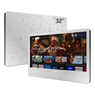 SYLVOX Bathroom TV, 32 inch Smart Mirror TV for Bathroom Shower SPA, Support Google, 1080P IP66 Waterproof Touch Button WiFi Bluetooth Google Assistant, Smart TVs for Indoor Humid Environment