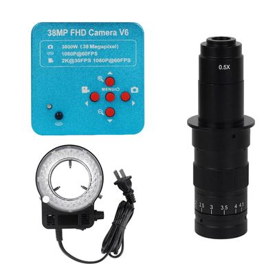 Microscope Accessories Kit 38MP 3800W USB Industrial Electronic Digital Video Microscope Camera 1080P 60FPS 2K Microscope Slides (Color : 38MP with 180X-light)