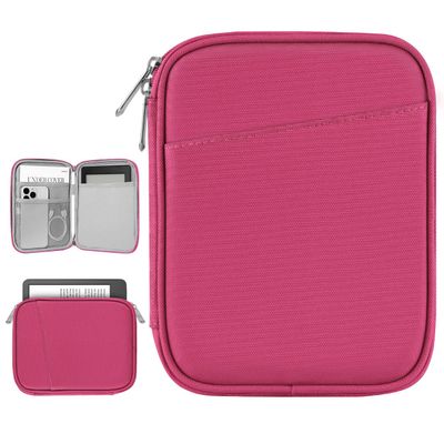 Vinabilia 6-7 Inch Protective Sleeve Carrying Case for 7" Kindle Paperwhite and Kindle Colorsoft Signature Edition, 6" Kindle, 6" Kobo Clara BW/Colour, 7" Kobo Libra Colour/E-Reader, Raspberry