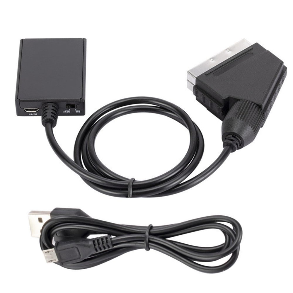 MOUDOAUER 50cm HDMI to SCART Converter, Support DVI System Sideline Signal Support PAL NTSC HD Multimedia Interface to Scart Cable, Up to 300MHz