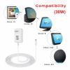 30W Power Cord Adapter Replacement for Echo Show 8 3rd Gen., Show 10 3rd Gen., Show 15, Show 21, Echo 3rd/4th Gen. - White Wall Charger Cable, 5ft view 4
