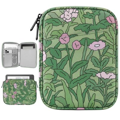 Vinabilia 6-7 Inch Sleeve Carrying Case for 7" Kindle Colorsoft Signature Edition and All-New Kindle Paperwhite, Protective Sleeve Cover Pouch Bag for 6" Kindle/Kindle Oasis/E-Reader, Papaver Rhoeas