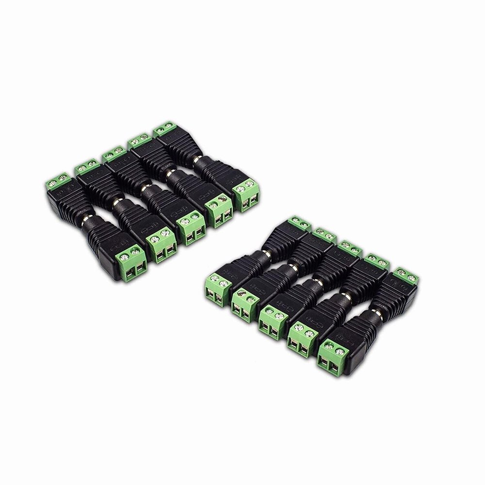 10 CCTV DC Power 5.5mm x 2.5mm Female to Male Female Connector Adapter Converter