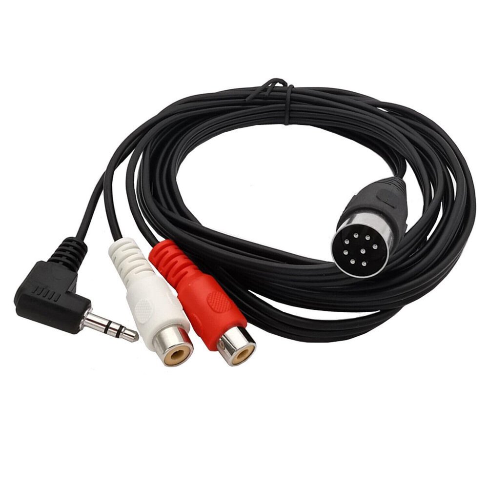 1.8M DIN 8 Pin Male to 2RCA Female 3.5mm 90Angle 3Pole Male Audio Adapter Cable