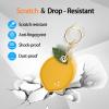 Leather Keychain Case Holder Compatible with Apple AirTag, GPS Airtag Keychain Finder Tracker with Key Ring, Anti-Scratch Protective Air Tag Cover for Keys, Wallet(Lemon) view 3