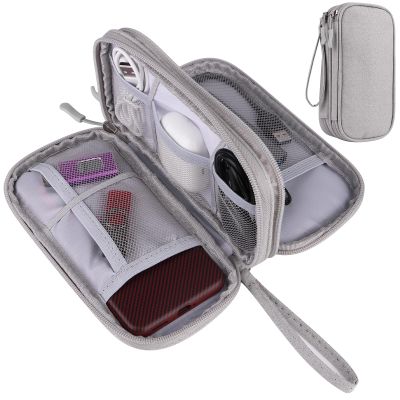JIAKAI Travel Cable Organizer - Electronics Accessories Bag(Double Layer - Grey)