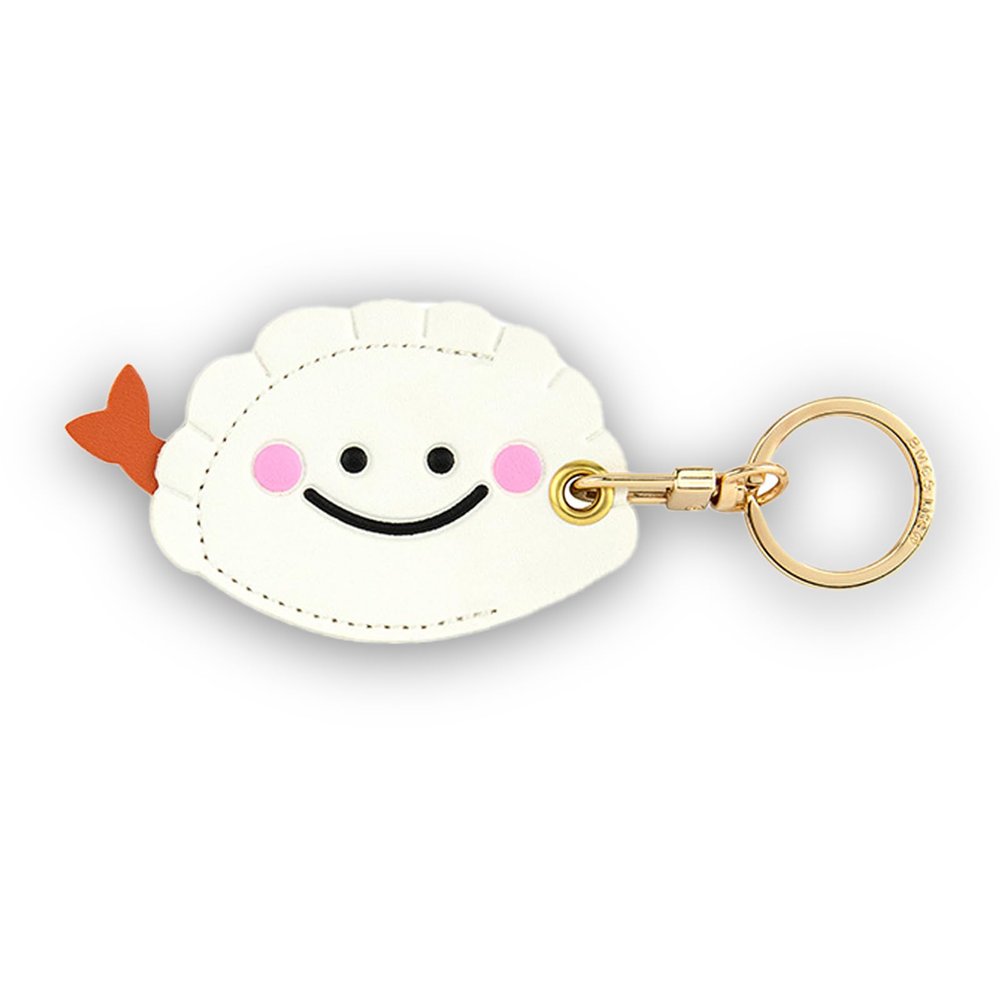 Leather Keychain Case Holder Compatible with Apple AirTag, GPS Airtag Keychain Finder Tracker with Key Ring, Anti-Scratch Protective Air Tag Cover for Keys, Wallet(Dumpling)