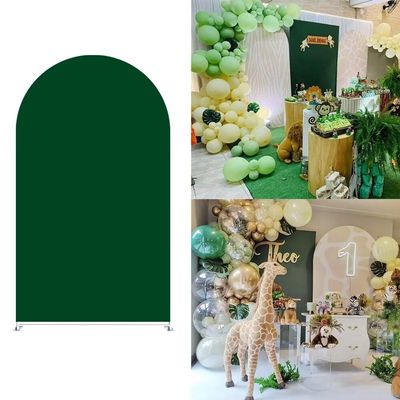 Ellteecz Forest Green Solid Arch Backdrop Cover with Stand for Jungle Safari Birthday Party Decorations Arched Frame Stretchy Fabric Covers Baby Shower Banquets Wild Parties Props3.3x6.5FT