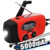 2024 Upgrade 5000mah Alertsync NOAA Weather Emergency Radio with Solar Charging, AM FM Hand Crank Windup Radio SOS Alarm LED Flashlight with Earphone Jack for Home, Camping, Survival Hurricane (Red) view 1