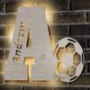 NEID Personalized LED Night Light - Initial Letter Light, Engraved Name, Custom Wooden Wall Light for Family, Friends, Boys, Girls, Kids - Alphabet Bedroom Light, Gift Sport Fan (Soccer) view 1