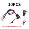 10Pcs USB-C 2/4/5Pin High Current CC Fast Charging Socket with PH2.0 Nut Snap Lock Plate Type-C Female Waterproof Connector Jack(5 Line Black with CC) view 2