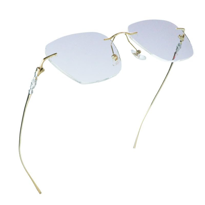 LifeArt Pure Titanium Frame Glasses/Blue Light Blocking Reading Glasses, Reduce Eyestrain, Stylish for Men and Women(Gold,+2.50 Magnification)