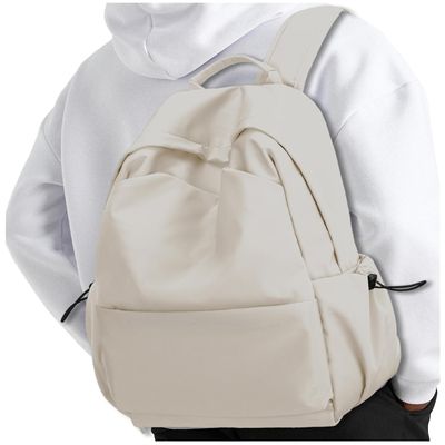 YGR Laptop Backpack for Women and Men, Waterproof Lightweight Travel Daily Rucksack Casual 15.6 inches Computer Bags for College, Beige