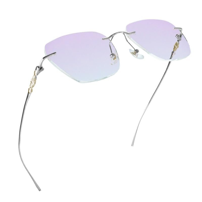 LifeArt Pure Titanium Frame Glasses/Blue Light Blocking Reading Glasses, Reduce Eyestrain, Stylish for Men and Women(Silver,+1.50 Magnification)