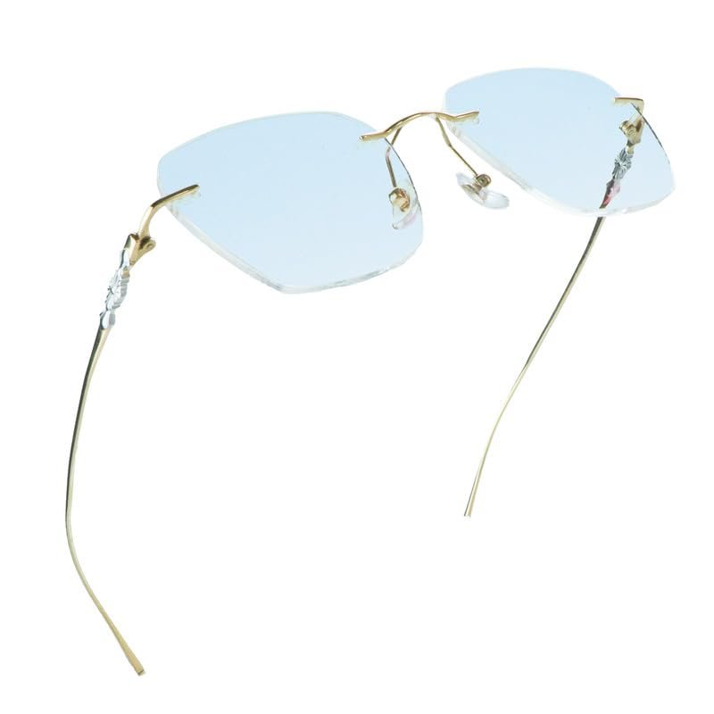 LifeArt Pure Titanium Frame Glasses/Blue Light Blocking Reading Glasses, Reduce Eyestrain, Stylish for Men and Women(Gold,+3.00 Magnification)