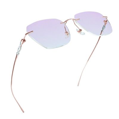 LifeArt Pure Titanium Frame Glasses/Blue Light Blocking Reading Glasses, Reduce Eyestrain, Stylish for Men and Women(Pink Gold,No Magnification)