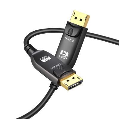 Angusplay 8K Fiber Optic DisplayPort Cable 1.4 60Ft / 65Ft, Ultra HD 4K 144Hz, 8K 60Hz HBR3, High Speed 32.4Gbps, Slim and Flexible, Long Copper DP Display Port 1.4 1.2 Cord