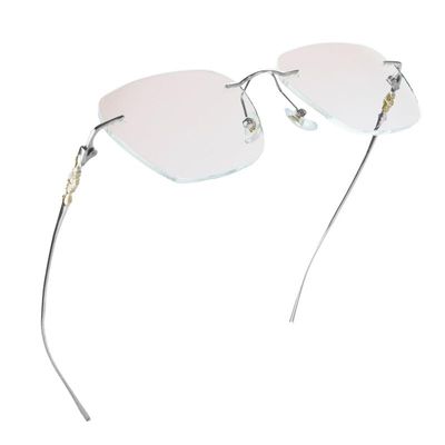 LifeArt Pure Titanium Frame Glasses/Blue Light Blocking Reading Glasses, Reduce Eyestrain, Stylish for Men and Women(Silver,No Magnification)
