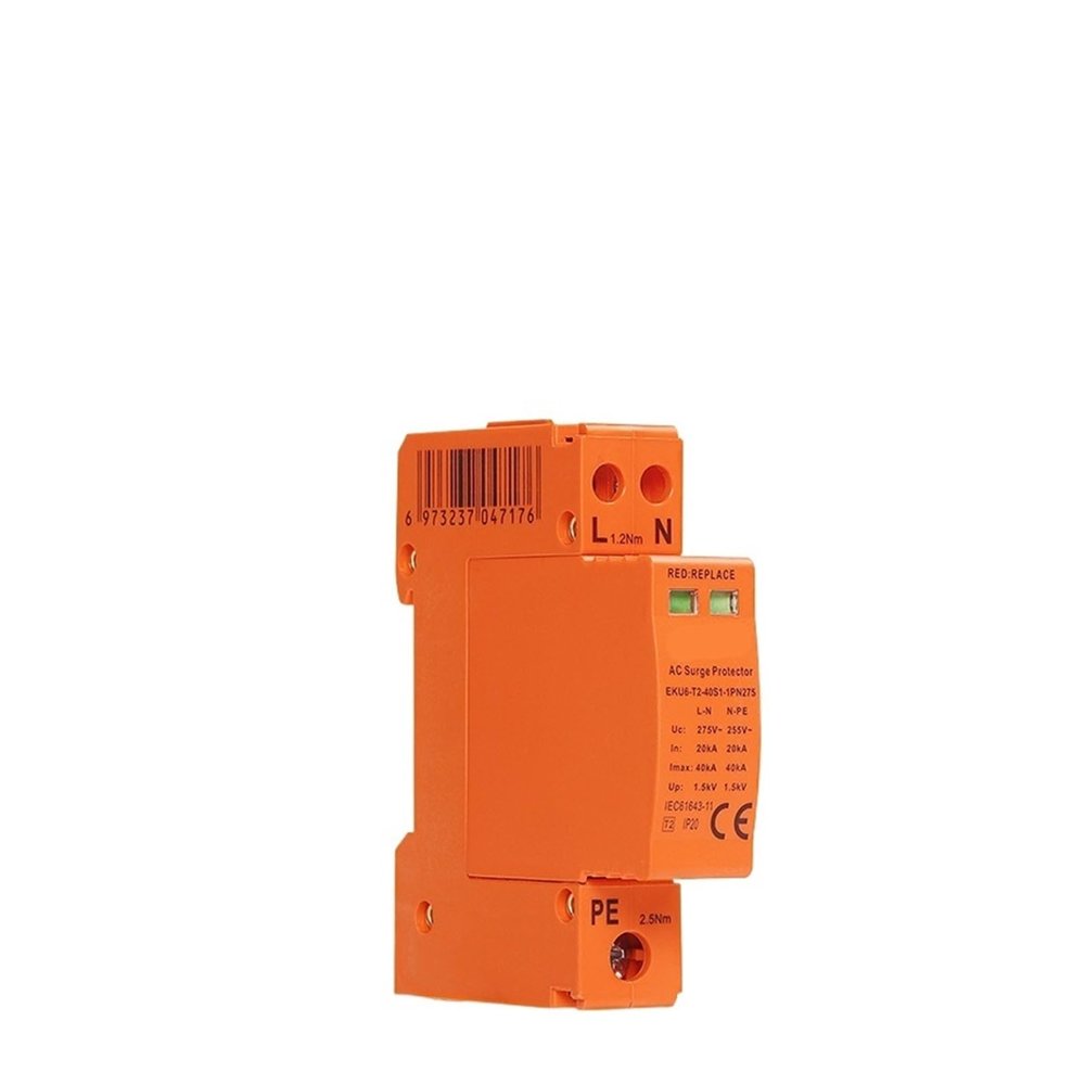 1PCS SPD Household AC Surge Protector 275V Protector Lightning Arrester Protection Type T2 2P 1P+NPE 20KA~40KA EKU6