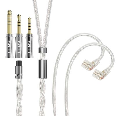 ARTTI Spark Earphone Upgrade Cable 2 Cores 244 Strands Silver-Plated Copper 7N OCC HiFi IEM Cable 2.5/3.5/4.4mm 3in1 Plug 2pin/MMCX/QDC Cable (Silver, QDC Straight Plug)