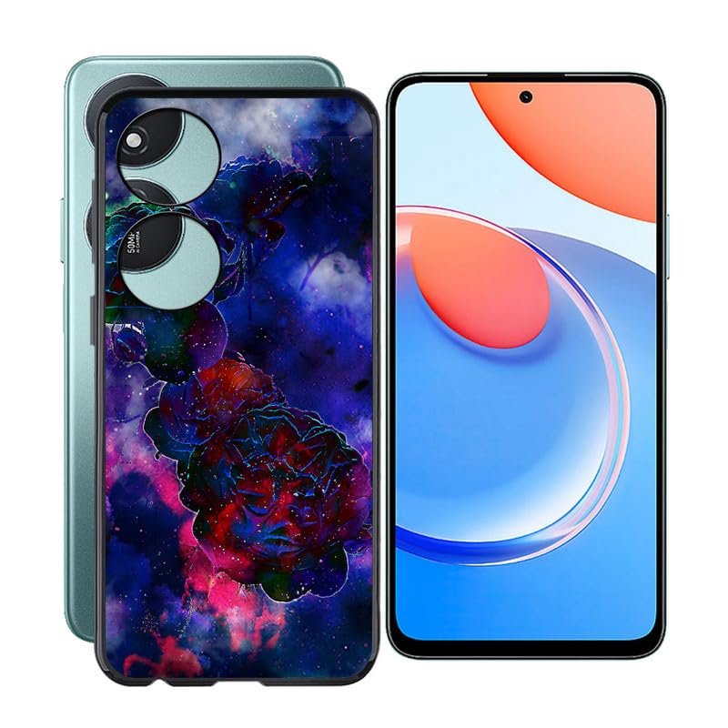 ZXLZKQ Case for Honor Play 8T (6.8"), Black Soft TPU Bumper Phone Case, Slim Shockproof Silicone Military Grade Drop Protective Shell for Honor Play 8T - Rose Cloud