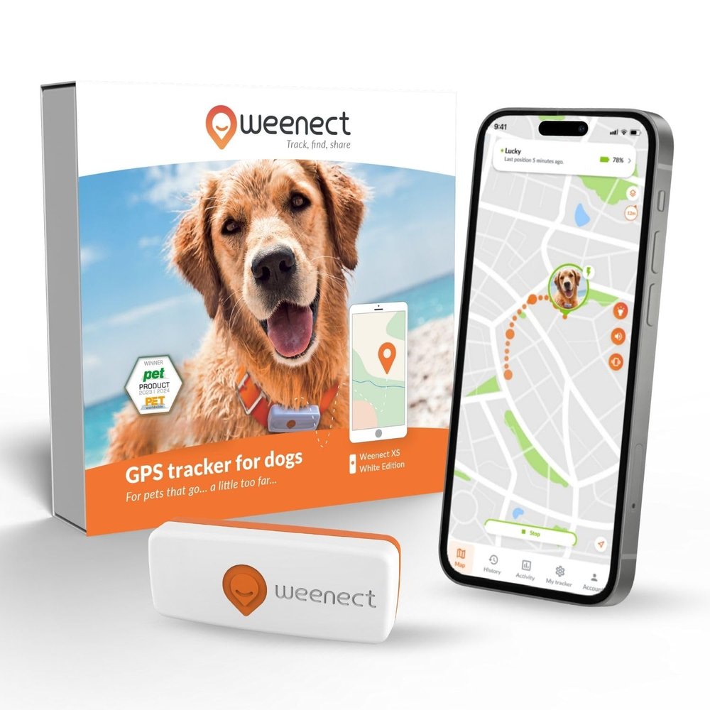 Weenect Dog XS - New GPS Tracker for Dogs | Real-time Mini GPS Tracker for Dogs | Waterproof | Smallest Model on The Market | Subscription Required