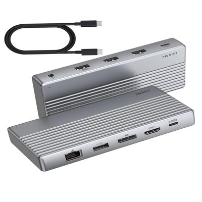 Dual Monitor Docking Station 4K@60Hz, USB C Laptop Docking Station with HDMI 4K, DP(4K@144Hz), 87W PD, Ethernet, 4USB/3.5Audio,usbc hub for HP/Dell/Lenovo Laptops