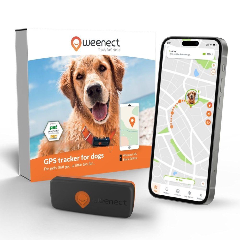 Weenect Dog XS - New GPS Tracker for Dogs | Real-time Mini GPS Tracker for Dogs | Waterproof | Smallest Model on The Market | Subscription Required