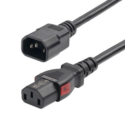 StarTech.com 4ft (1.2m) Power Extension Cord, PDU Style IEC 60320 C14 to Locking C13, PDU Power Cord, 10A 250V, 18AWG, Power Extension Cable - UL Listed, TAA (87L3-8400-POWER-CORD)