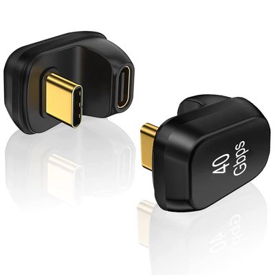 2PC USB4 C Male to C Female U Shape 40Gbps Adapter 100W for Thunderbolt 4/3 MacBook