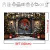Mocsicka Christmas Gate Backdrop for Photography Christmas Tree Glitter Rustic House Gate Wonderland Snow Scene Xmas Party Decorations Background (10x8ft) view 3