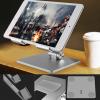 WAOCEO Tablet Holder Tablet Stand, Adjustable Foldable Tablet Holder Base up to 13 Inch Tablets Holder, Desktop Aluminum Tablet Stand with Dual Shafts Tablet Stand (Color : Silver) view 3