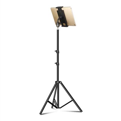 WAOCEO Tablet Holder Tablet Floor Tripod Stand, Height Adjustable Tablet Holder Mount for Live Stream/Watching, 4.7-13" Lazy Holder Bracket Support, Black Tablet Stand (Color : 160cm Tripod)