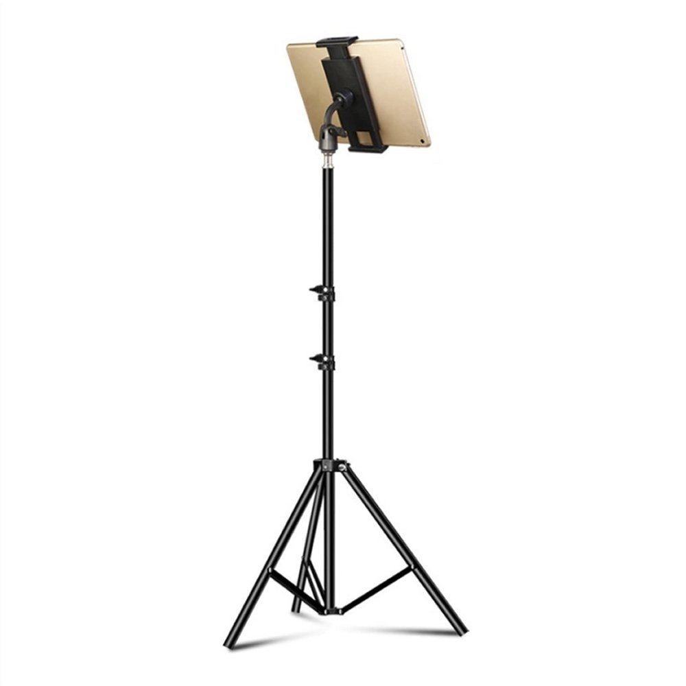 WAOCEO Tablet Holder Tablet Floor Tripod Stand, Height Adjustable Tablet Holder Mount for Live Stream/Watching, 4.7-13" Lazy Holder Bracket Support, Black Tablet Stand (Color : 160cm Tripod)