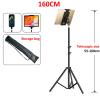 WAOCEO Tablet Holder Tablet Floor Tripod Stand, Height Adjustable Tablet Holder Mount for Live Stream/Watching, 4.7-13" Lazy Holder Bracket Support, Black Tablet Stand (Color : 160cm Tripod) view 2