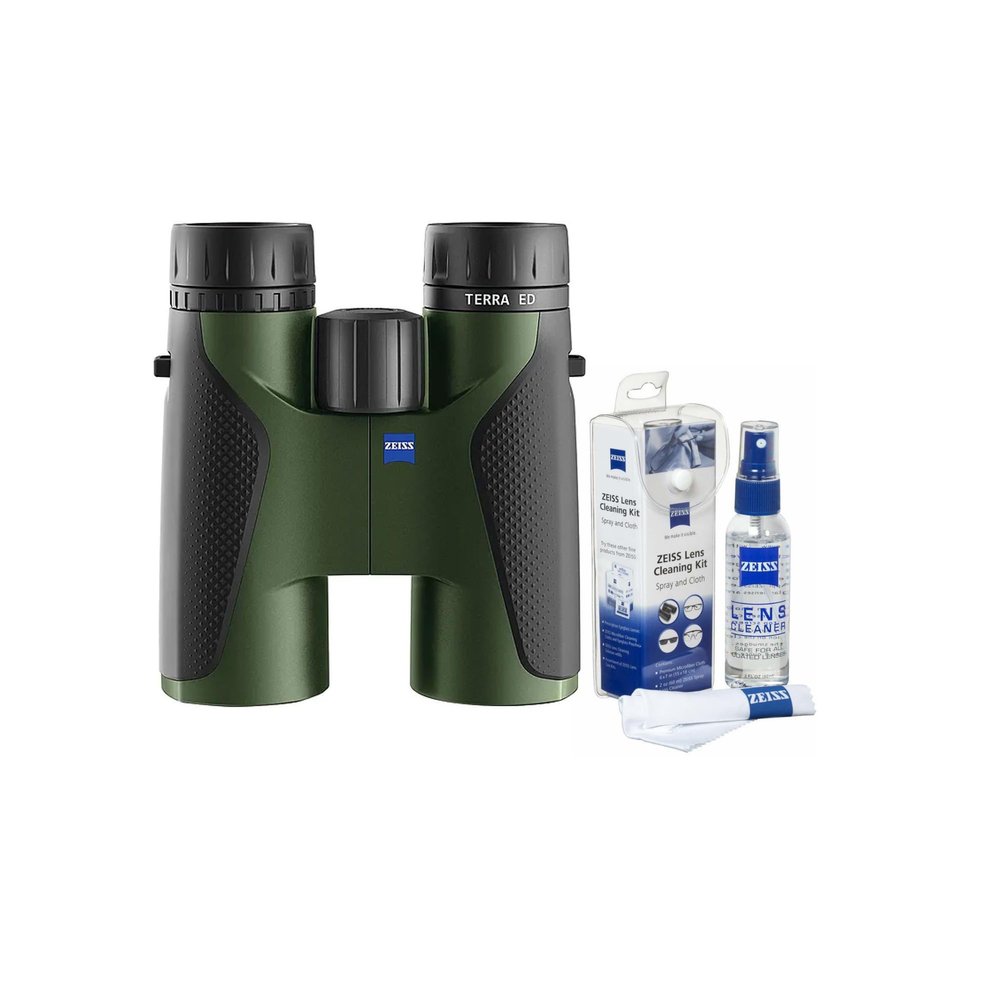 Zeiss TERRA ED 8x42 Binocular (Black-Velvet Green) with Zeiss Lens Care Kit with Spray and Microfiber Cloth (2 ounces) (2 Items)