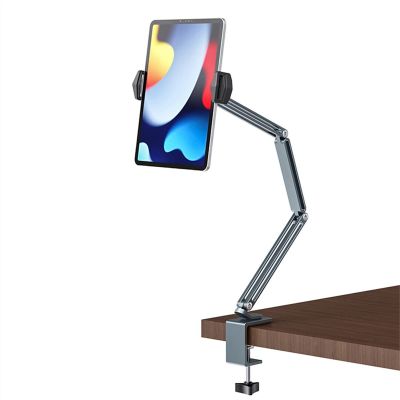 WAOCEO Tablet Holder Foldable Phone Tablet Mount Holder,Heavy Duty Aluminum Tablet Holder, Multi-Angle and Height Adjustment Tablet Bracket for 4''-13'' Phone Tablet Tablet Stand (Color : Gris)