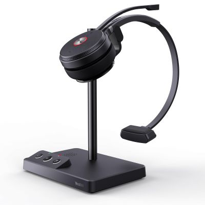 Yealink WH62 Mono UC DECT Wireless Headset 525 ft Range for Zoom Skype Certified Work Headset with 2X Noise Canceling Mic for IP Phone and Computer, Office Single On Ear Headphone,13 Talk Time