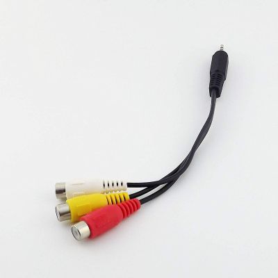 2PC 2.5mm Male Stereo Plug to 3 RCA Female Jack Audio Video AV Adapter Cable Nickel