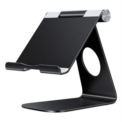 WAOCEO Tablet Holder Tablet Holder, Aluminium Adjustable Phone Tablet Stand, Lazy Support Desktop Stand Holder for Phones and Tablets up to 12.9 Inches Tablet Stand (Color : Black)