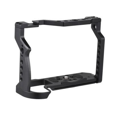 Andoer Protective Camera Cage Aluminum Alloy with Cold Shoe Mount Arca Quick Release Slot Numerous 1/4in and 3/8in Threaded Holes Compatible with Canon EOS R7/R8 Camera
