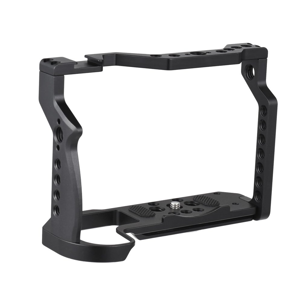 Andoer Protective Camera Cage Aluminum Alloy with Cold Shoe Mount Arca Quick Release Slot Numerous 1/4in and 3/8in Threaded Holes Compatible with Canon EOS R7/R8 Camera