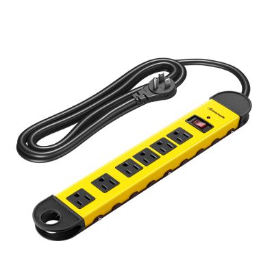 DEWENWILS Metal Power Strip, 6-Outlet Heavy Duty Surge Protector with 6FT Power Cord, UL Listed, 14AWG/3C, 15A Circuit Breaker, 900 Joules, Low Profile Flat Plug for Workshop, Wall Mountable