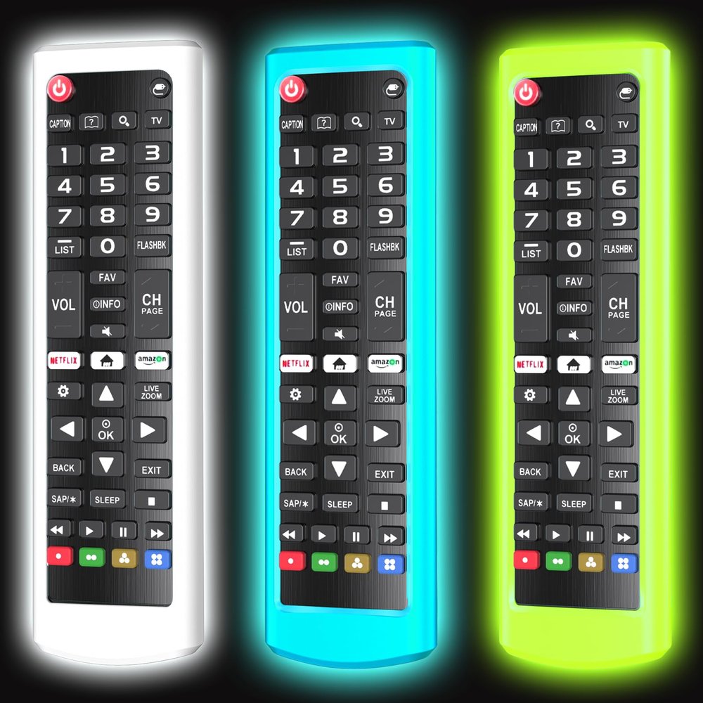 3 Pack Case for LG TV Remotes, Remote Cover for LG Smart TV Remote Control AKB75095307 AKB75375604 AKB74915305 Original, Replacement Silicone Skin Sleeve Glow in The Dark Green Blue White