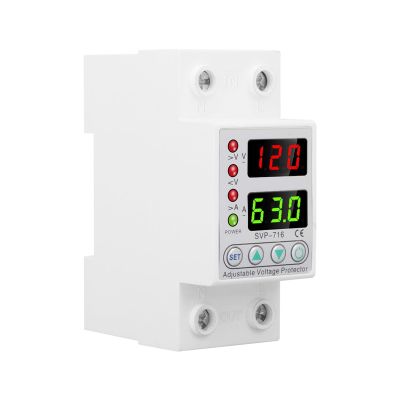 RWRAPS 110VAC 120VAC 40A 63A Din Rail Dual Display Adjustable Over Voltage Current and Under Voltage Protective Device Protector Relay (Size : V A Type (ADJ), Color : 40A)