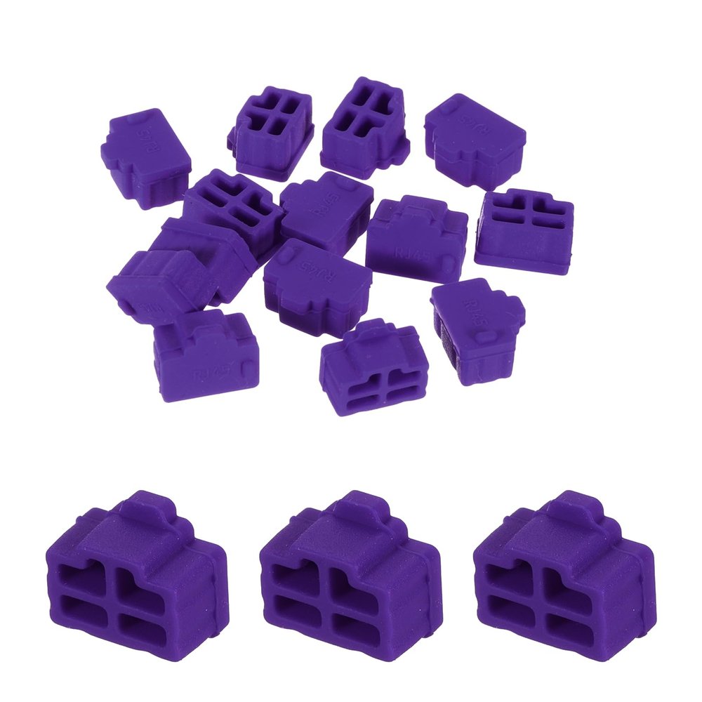 MECCANIXITY RJ45 Port Duct Covers Caps Port Anti Dust Cap Cover Silicone Plugs Protector for RJ45 Female End, Pack of 25 Purple