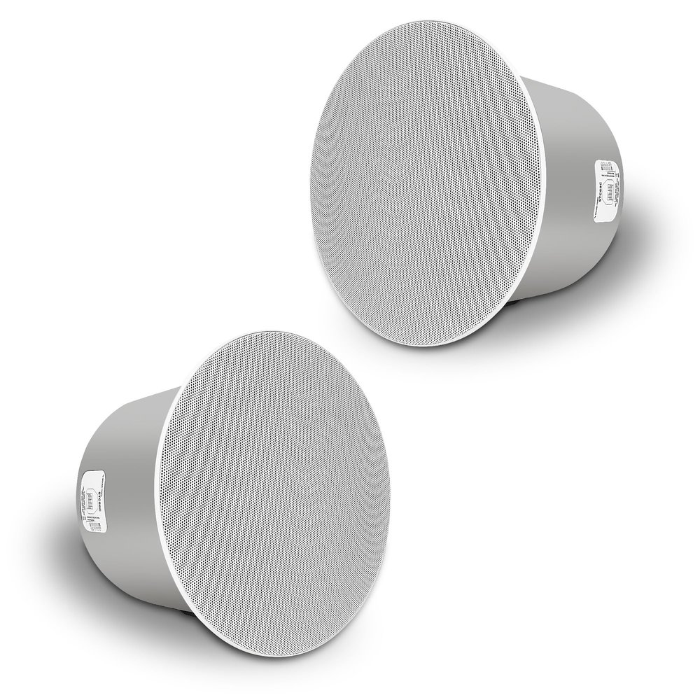 Sound Town Pair of 8" Coaxial in-Ceiling Speakers with Metal Backcan and Tile Rails, 70V/100V/8-Ohm Switchable, Magnetic Grill, White (STCS8C-PAIR)