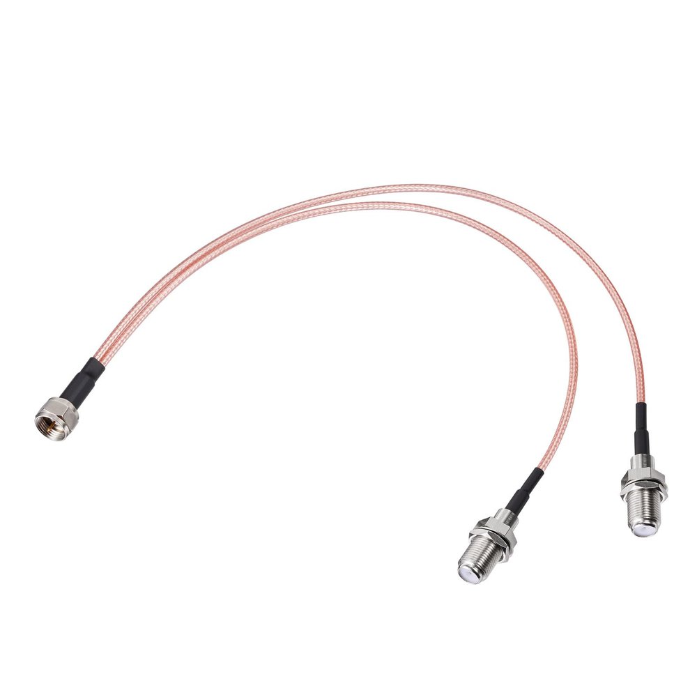 Yuslao F-Type Coaxial Cable Splitter F Male to F Dual Female Coax Splitter Cable 2 Way (1ft 75Ohm) TV Splitter Cable 3 Way Combiner Satellite Cable
