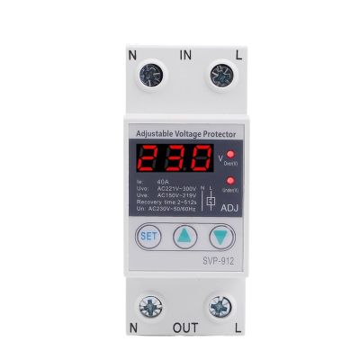 RWRAPS Single Phase Two Wires 40A Over Voltage Protection 220v Automatic Reconnect Voltage Protection Device with Voltage Display